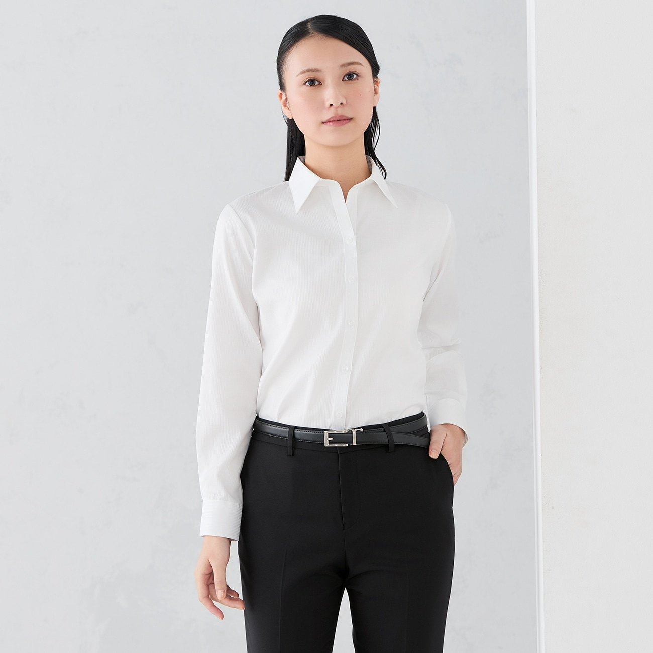 2025美品★ドローイングナンバーズ　スキッパーロングスリーブシャツ　38 白 2025美品☆ドローイングナンバーズ スキッパーロングスリーブシャツ 38