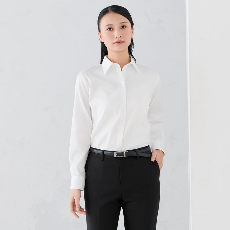 ログインで10％OFF】スキッパーカラーシャツ｜白・ドビーストライプ