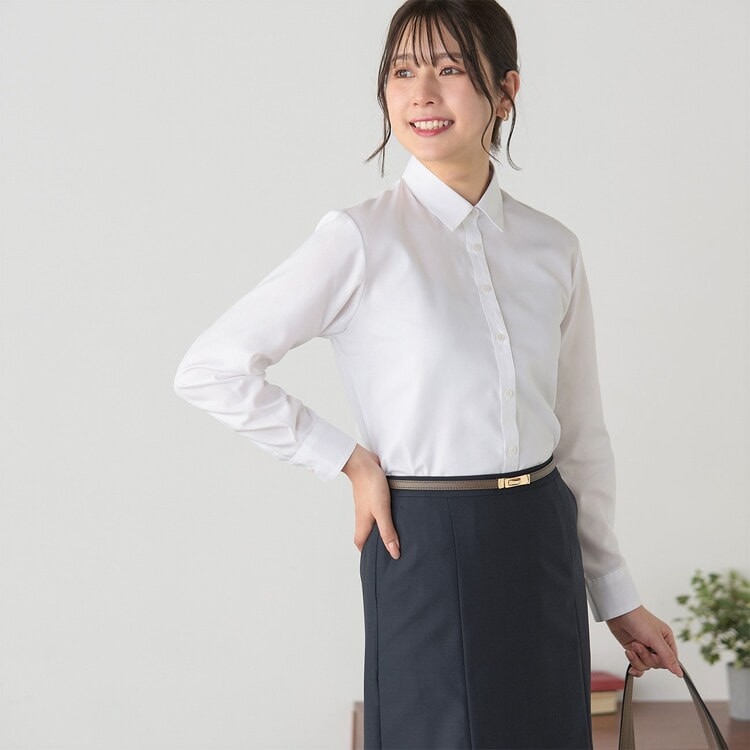 ≪MERY11月・Oggi10月号掲載≫ ノンアイロン白ドビーストライプ