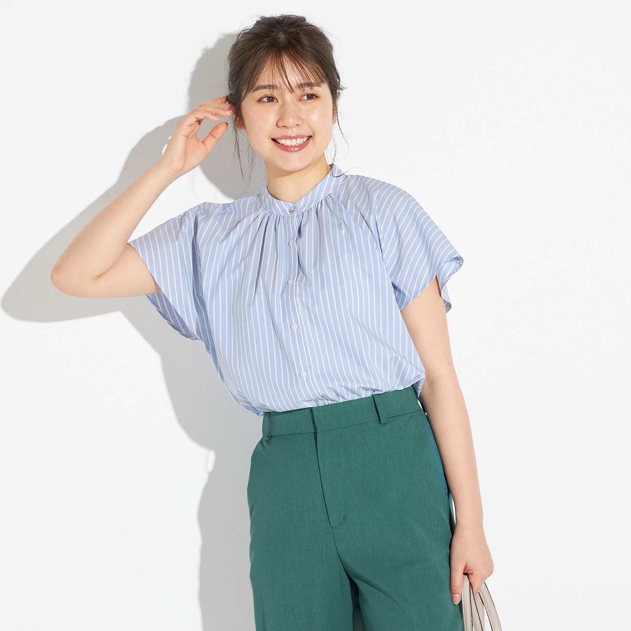 【アウトレット】バンブーレーヨンバンドカラーシャツ 【アウトレット】バンブーレーヨンバンドカラーシャツ