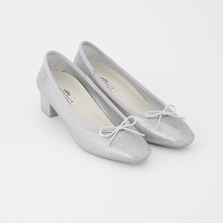 レイン対応】防水 3.5cmヒール グリッターリボンバレエシューズ MONA