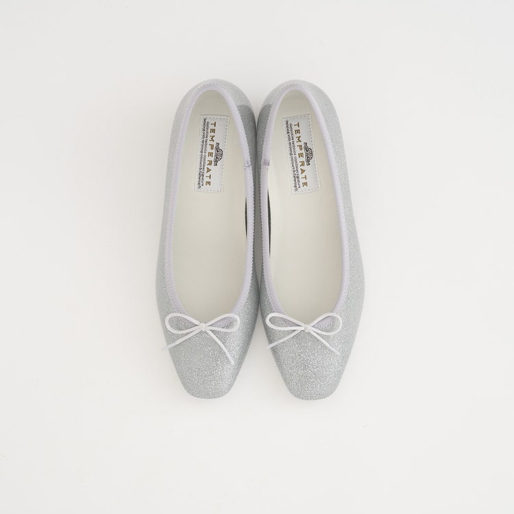 レイン対応】防水 3.5cmヒール グリッターリボンバレエシューズ MONA