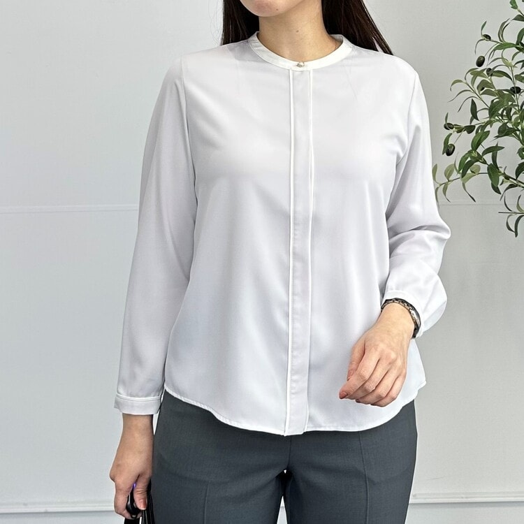 WEB限定商品】配色バンドカラーブラウス CROSS FUNCTION【AOKI公式通販】