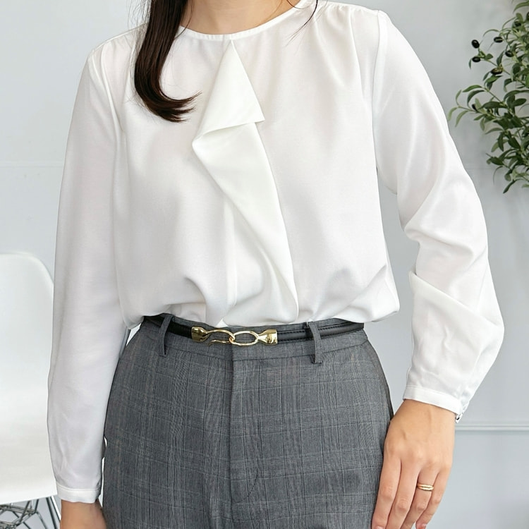 アウトレット】【WEB限定商品】丸襟ラッフルブラウス CROSS FUNCTI