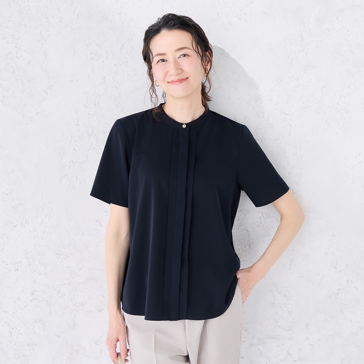 WEB限定商品】シルキーサテンピンタックブラウス CROSS FUNCTION【AOKI