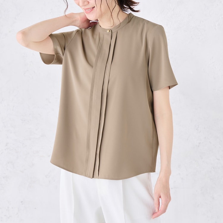 WEB限定商品】シルキーサテンピンタックブラウス CROSS FUNCTION【AOKI