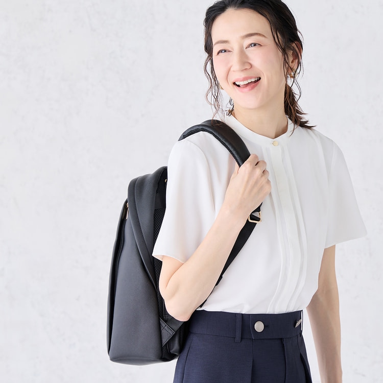 WEB限定商品】シルキーサテンピンタックブラウス CROSS FUNCTION【AOKI