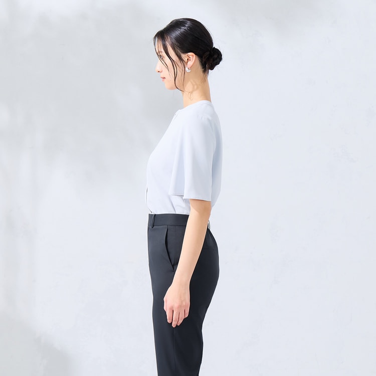 ラクしてキレイ見え】2WAYタックブラウス 半袖 【WEB限定商品】【AOKI