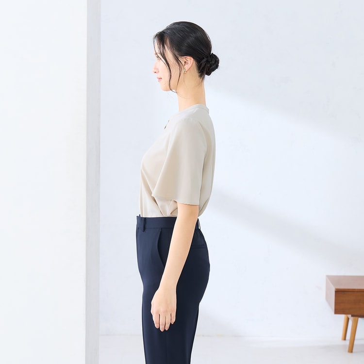ラクしてキレイ見え】2WAYタックブラウス 半袖 【WEB限定商品】【AOKI