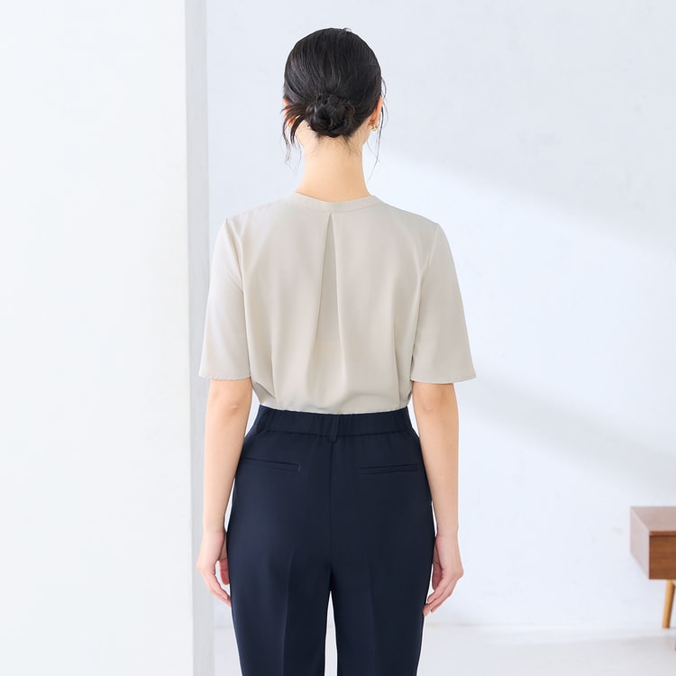 ラクしてキレイ見え】2WAYタックブラウス 半袖 【WEB限定商品】【AOKI