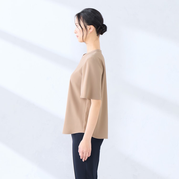 ラクしてキレイ見え】2WAYタックブラウス 半袖 【WEB限定商品】【AOKI