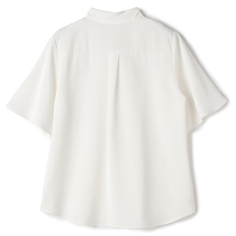 ラクしてキレイ見え】配色ボウタイブラウス 半袖 【WEB限定商品