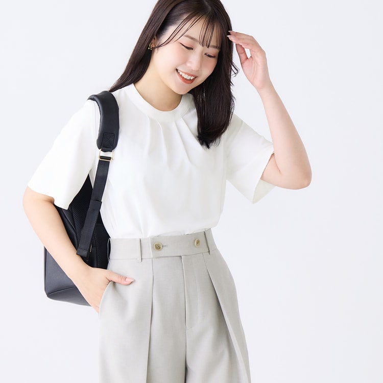 シャツ+ブラウス(半袖+袖なし) sold out ≪Oggi.jp4月号掲載≫ タックブラウス 半袖【AOKI公式通販】
