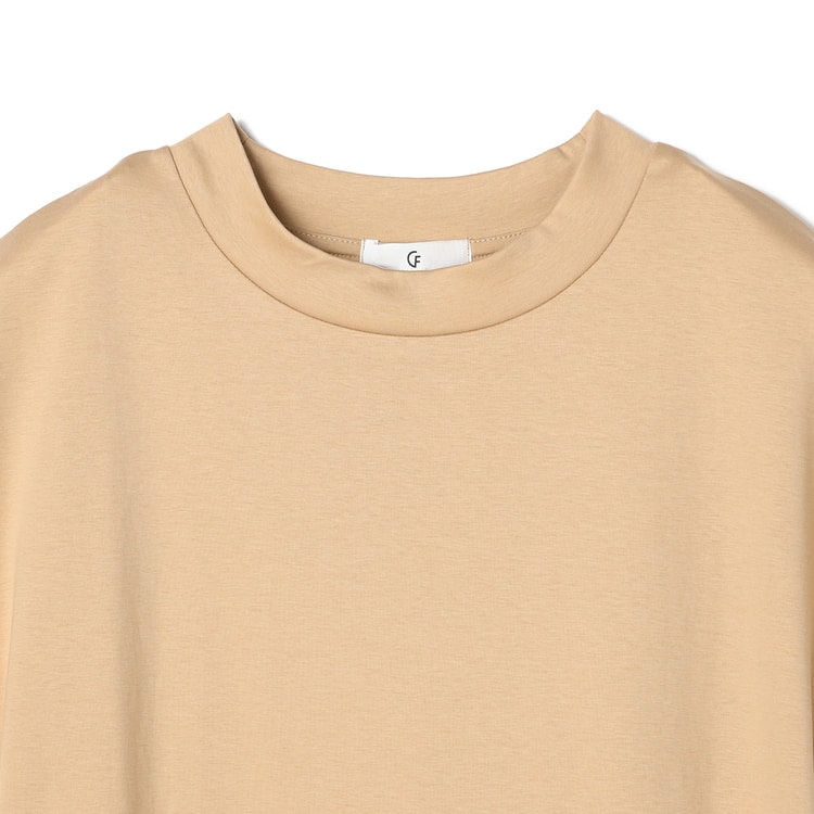 ３　ベージュmサイズ アウトレット】【WEB限定商品】ハイネックフレンチスリーブTシャツ
