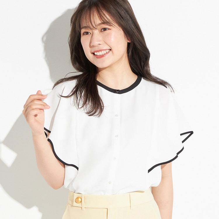 小川彰子さん監修 防しわ フリル袖前開きブラウス【AOKI公式通販】