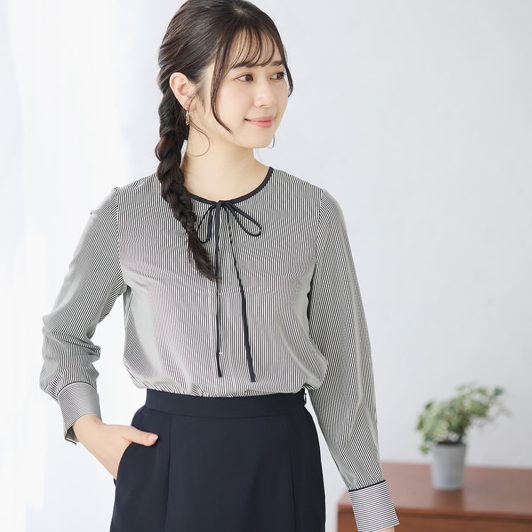 配色ボウタイブラウス ストライプ【AOKI公式通販】