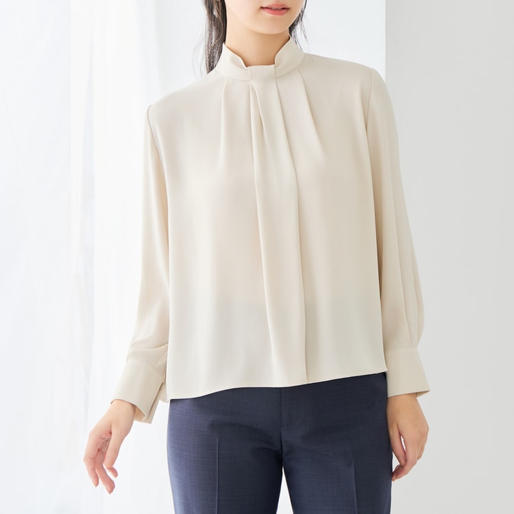 ログインで10％OFF】バックサテンハイネックブラウス｜防しわ【AOKI 