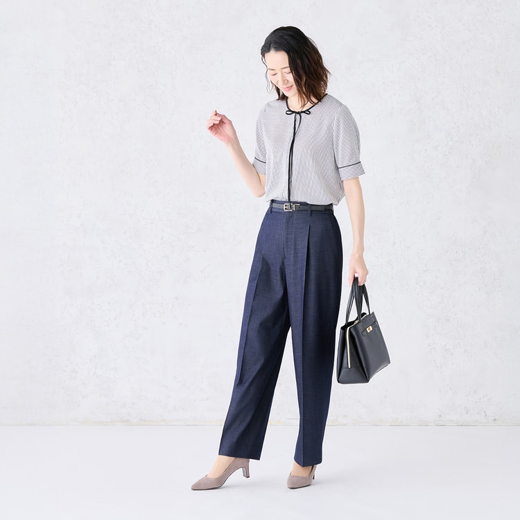 【美品】Drawer ドゥロワー ボウタイ ストライプブラウス 36 細ボウタイストライプブラウス｜接触冷感・UVカット【AOKI公式通販】