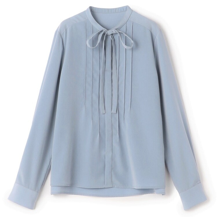 [Product worn by Mio Imada] Oggi October issue/MERY October issue≫ Easy care Static electricity reduction thin Bowties tie tuck blouse