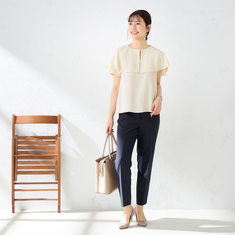 ヨーコチャン 白ブラウス レイヤードデザイン アシンメトリー ヨーコチャン 白ブラウス レイヤードデザイン アシンメトリー