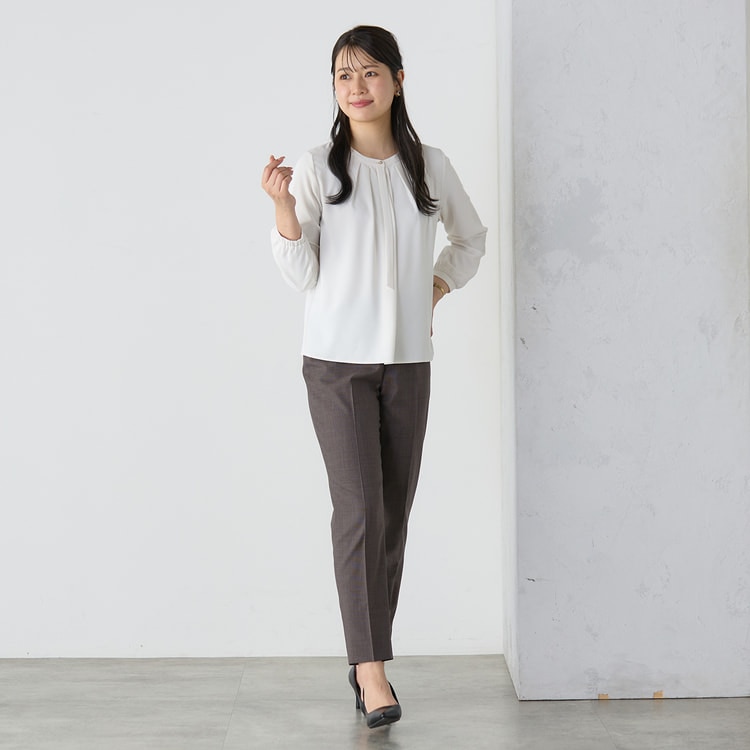 極美品 エブール リネン ボウタイ タックブザム ブラウス 長袖 38 極美品 エブール リネン ボウタイ タックブザム ブラウス 長袖