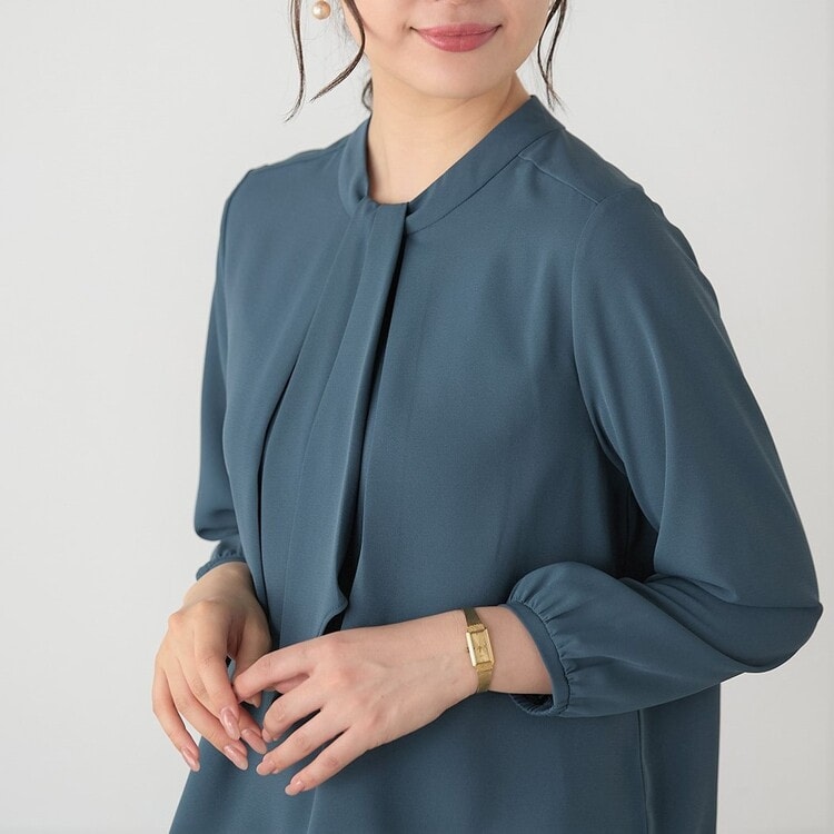 bluelea ブラウス　ブラック AMBIDEX Store △○80ボイルレース ピンタックラッフルケープ襟