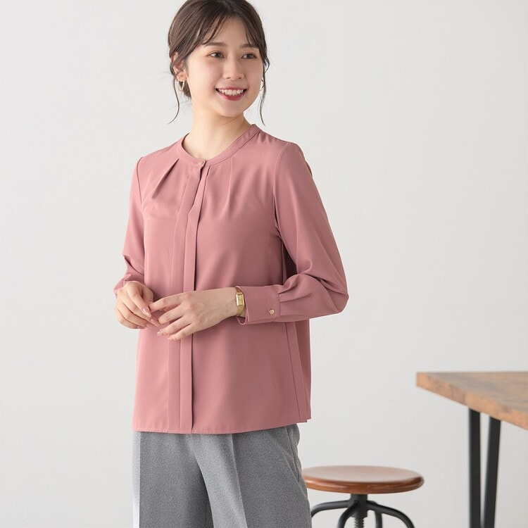 ブラック 2wayデザインブラウス セール】 〈手洗い可能〉割繊 前後 2WAY 袖タック デザイン ブラウス