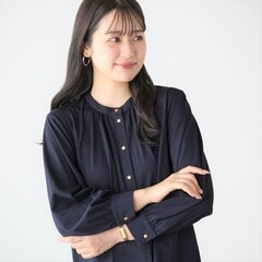 【qualite】サイドメタル釦ロールカラーカットソー メタルボタンバンドカラーカットソー【AOKI公式通販】