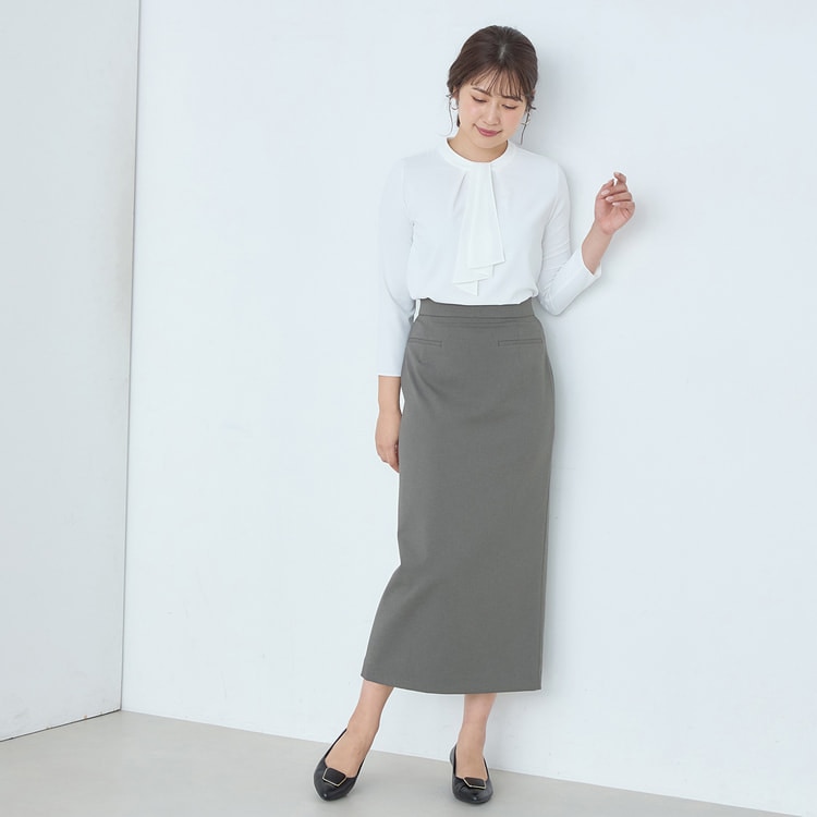 WEB限定カラーあり】7分袖 2wayラッフルタイブラウス【AOKI公式