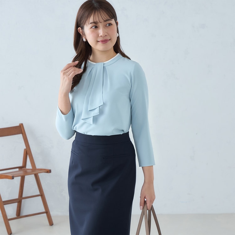 WEB限定カラーあり】7分袖 2wayラッフルタイブラウス【AOKI公式