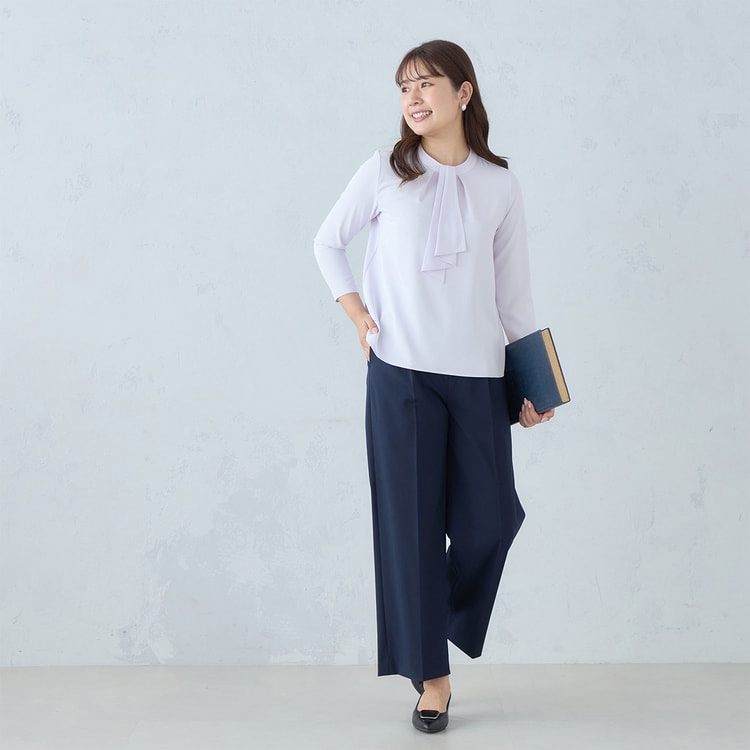 WEB限定カラーあり】7分袖 2wayラッフルタイブラウス【AOKI公式