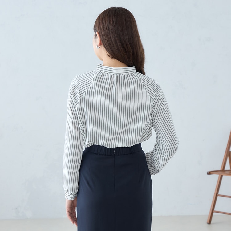 アウトレット】【L＆Wデザイン】ストライプボウタイ2wayブラウス【AOKI