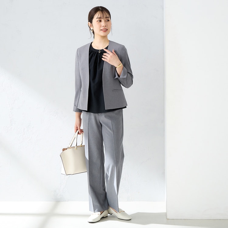 ❤【ロメオジリ】✨美品　ブラウスジャケット　フォーマル　グレー茶　M　春夏 フレンチサッカーブラウス【AOKI公式通販】