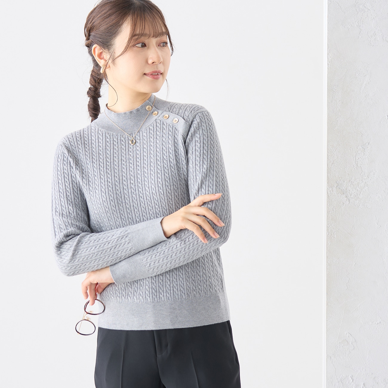 ≪MERY11月掲載≫ ハイネックケーブルニット