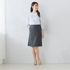 ≪Oggi4月号掲載≫ 九分袖 異素材コンビプリーツ袖ブラウス