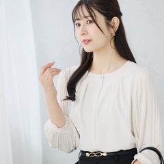 ≪Oggi4月号掲載≫ 九分袖 異素材コンビプリーツ袖ブラウス