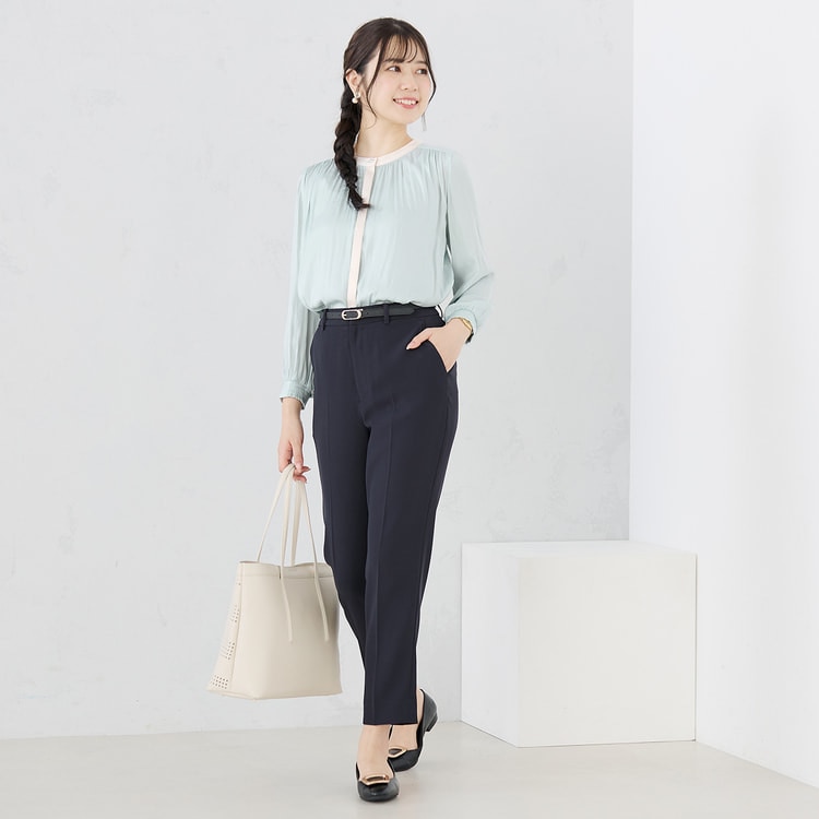 今季 ビアズリー リネンギャザーチュニック ミントグリーン