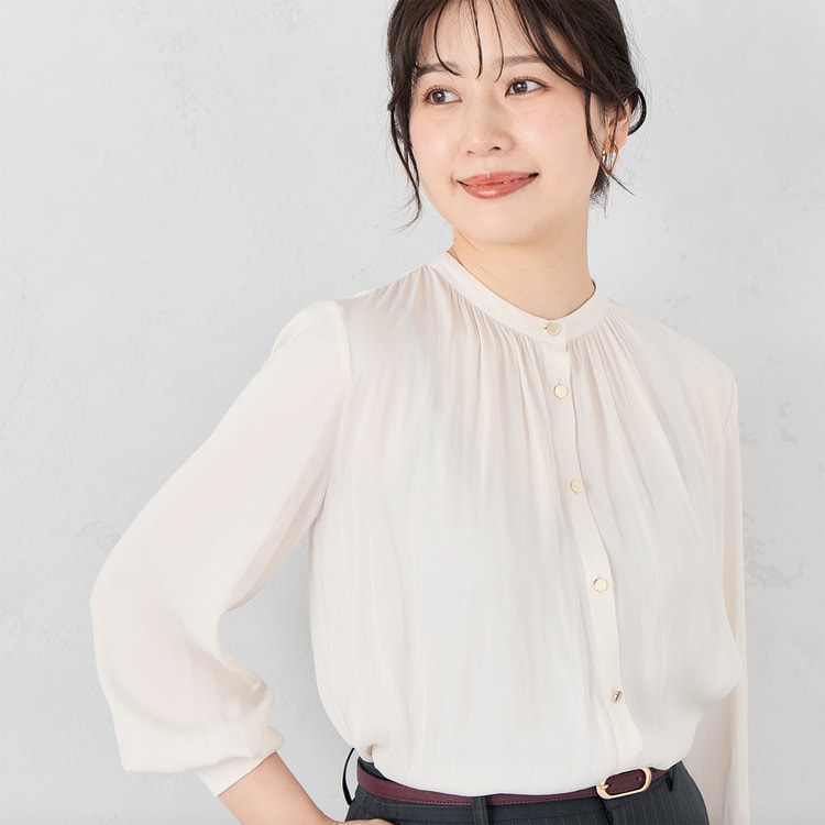 やかん様 ブラウス 36クリーム 割繊バンドカラーブラウス【AOKI公式通販】