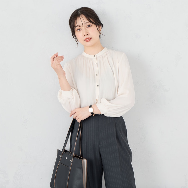 割繊バンドカラーブラウス【AOKI公式通販】