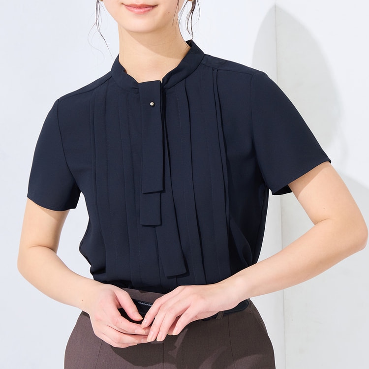 ≪Oggi.jp5月号掲載≫ ミネラルテックス ボウタイブラウス 半袖【AOKI