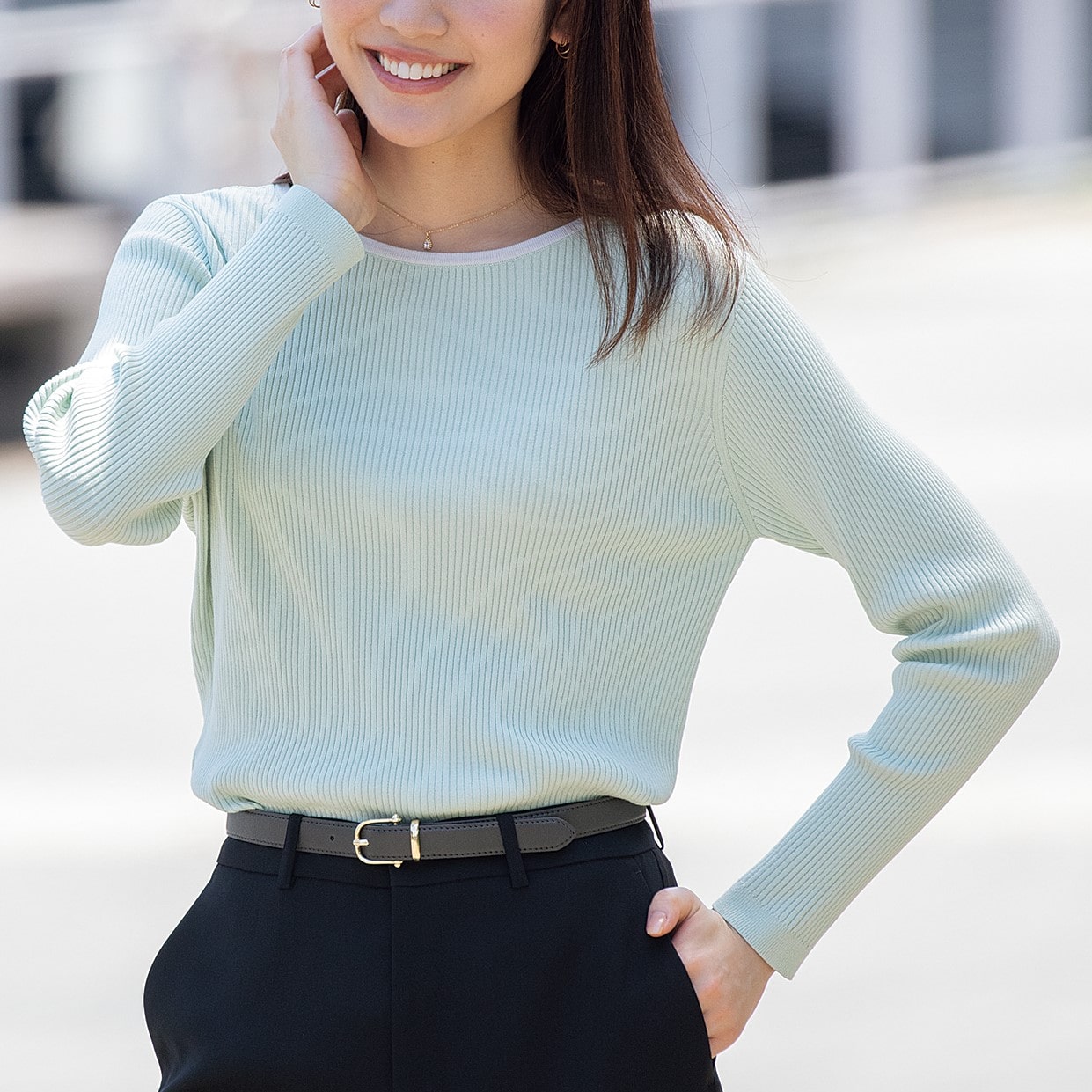 ≪MERY11月・Oggi10月号掲載≫ 合繊配色リブニット