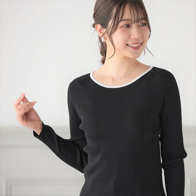 ≪MERY11月・Oggi10月号掲載≫ 合繊配色リブニット【AOKI公式通販】