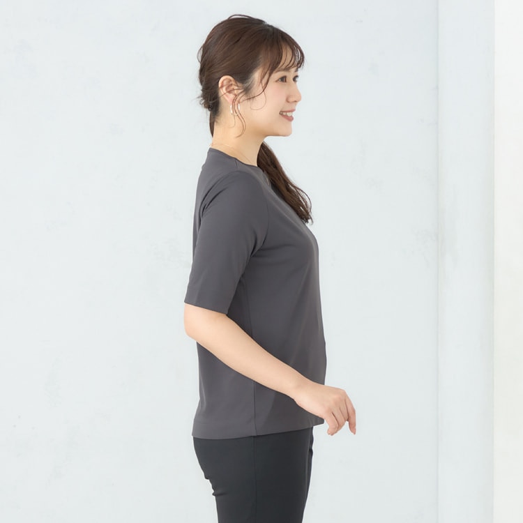 【アウトレット】着るスキンケア 五分袖 キンセキカットTシャツ ボートネック