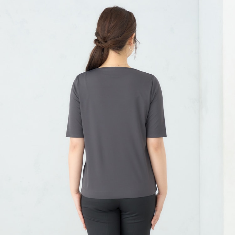 【アウトレット】着るスキンケア 五分袖 キンセキカットTシャツ ボートネック