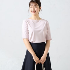 【アウトレット】着るスキンケア 五分袖 キンセキカットTシャツ ボートネック