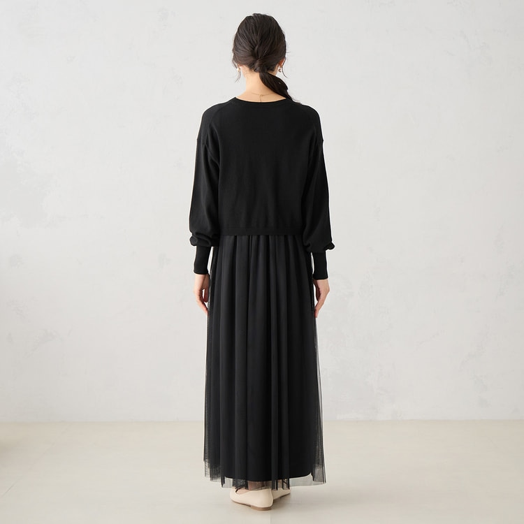 ≪MERY10月掲載≫【WEB限定商品】長袖ニット＆チュールワンピース【AOKI公式通販】