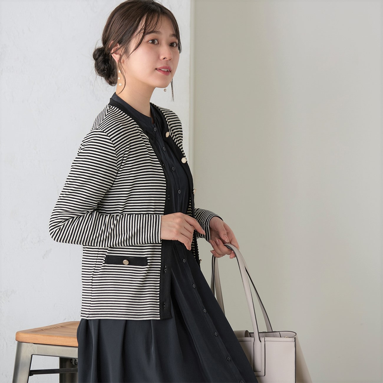 【アウトレット】リブカーディガン アンサンブル着用可 【アウトレット】リブカーディガン アンサンブル着用可