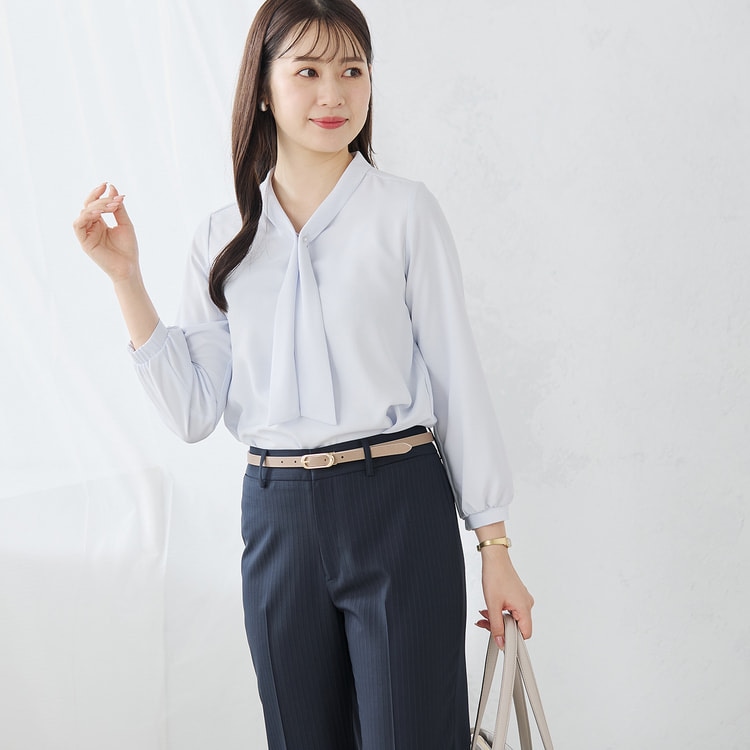 ≪Oggi4月号掲載≫ パールアクセサリー付きボウタイブラウス