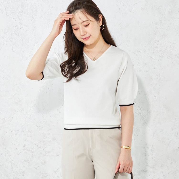 【値下げ】JUN MIKAMI 23SS Vネックニット 23SS-5-N ベージュ サイズ：F (原宿店) JUN MIKAMI 【値下げ】JUN 23SS Vネックニット 23SS-5-N
