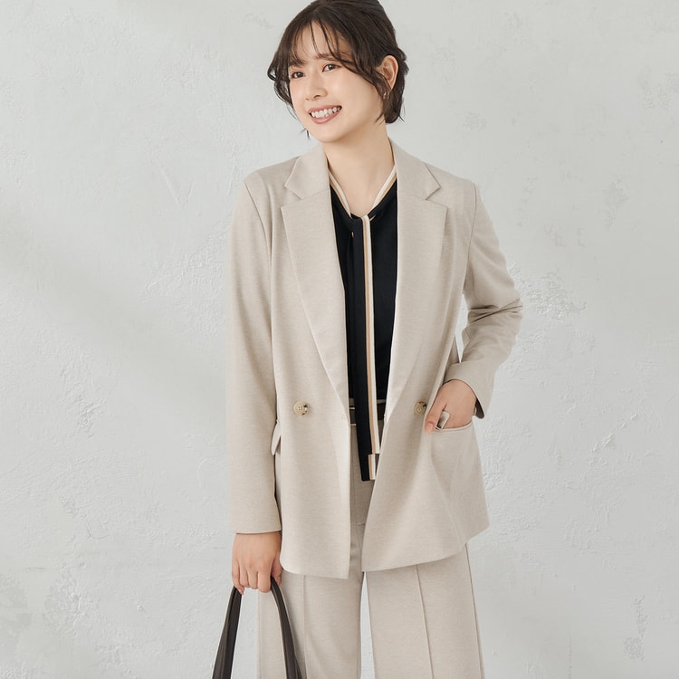 【おゆき】  ダブル スーツ セットアップ4点コーデ パジャマスーツ】ツイードジャージー ダブルジャケット